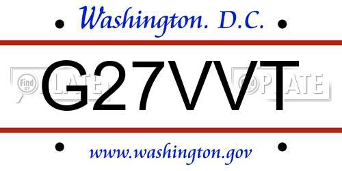 G27VVT District Of Columbia License Plate