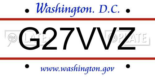 G27VVZ District Of Columbia License Plate