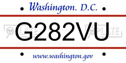 G282VU District Of Columbia License Plate