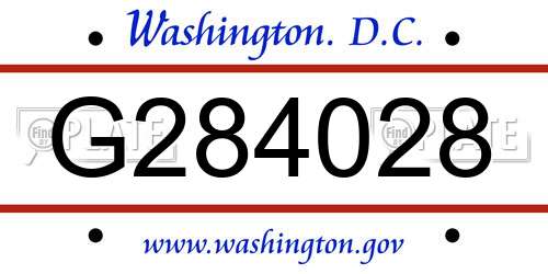 G284028 District Of Columbia License Plate