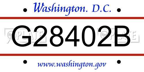 G28402B District Of Columbia License Plate