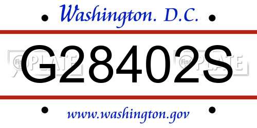 G28402S District Of Columbia License Plate