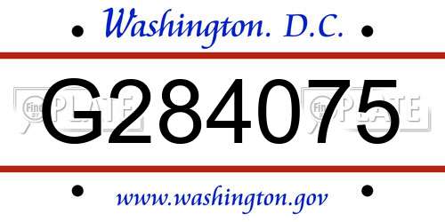 G284075 District Of Columbia License Plate