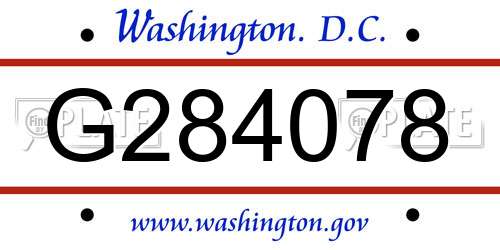 G284078 District Of Columbia License Plate