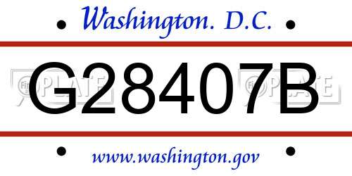 G28407B District Of Columbia License Plate
