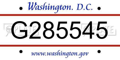 G285545 District Of Columbia License Plate