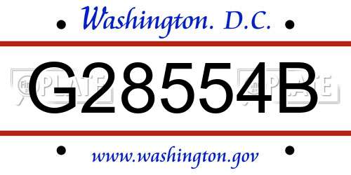 G28554B District Of Columbia License Plate