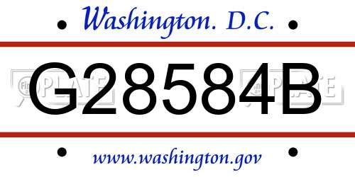 G28584B District Of Columbia License Plate