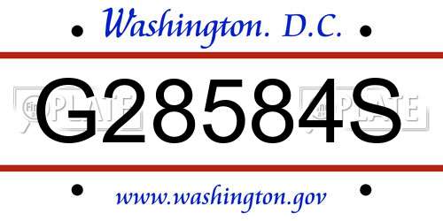 G28584S District Of Columbia License Plate