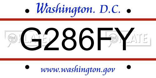 G286FY District Of Columbia License Plate