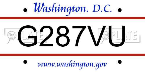 G287VU District Of Columbia License Plate