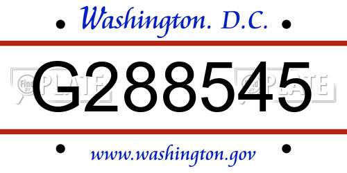 G288545 District Of Columbia License Plate