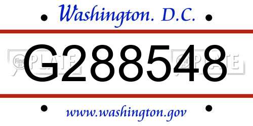 G288548 District Of Columbia License Plate