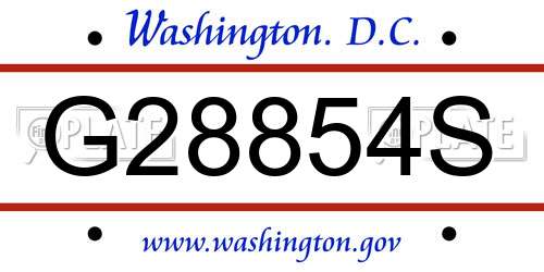 G28854S District Of Columbia License Plate