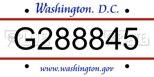 G288845 District Of Columbia License Plate