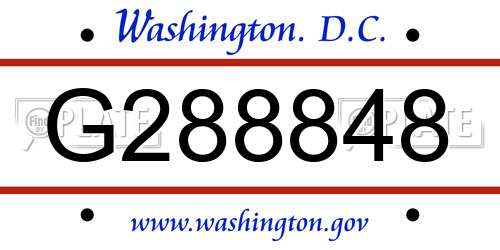 G288848 District Of Columbia License Plate