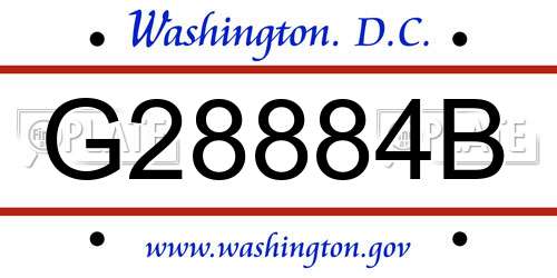 G28884B District Of Columbia License Plate