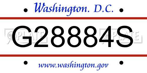 G28884S District Of Columbia License Plate