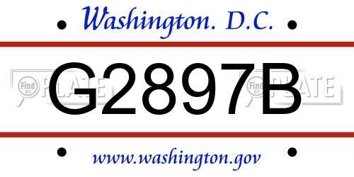 G2897B District Of Columbia License Plate