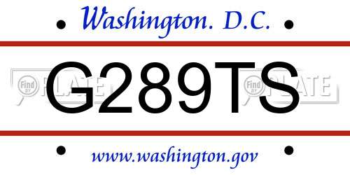 G289TS District Of Columbia License Plate