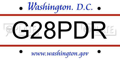 G28PDR District Of Columbia License Plate