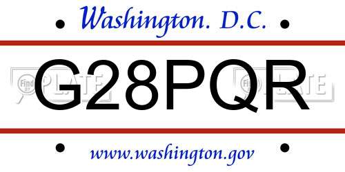 G28PQR District Of Columbia License Plate