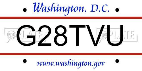 G28TVU District Of Columbia License Plate