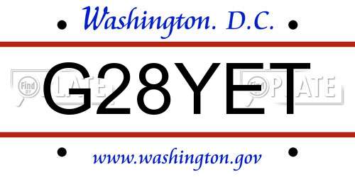 G28YET District Of Columbia License Plate