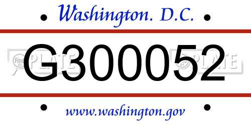G300052 District Of Columbia License Plate