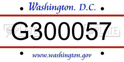 G300057 District Of Columbia License Plate