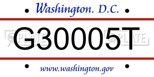 G30005T District Of Columbia License Plate