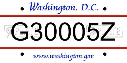 G30005Z District Of Columbia License Plate