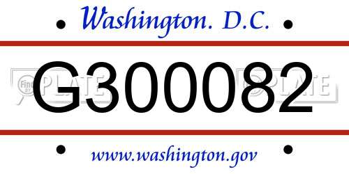 G300082 District Of Columbia License Plate