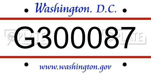 G300087 District Of Columbia License Plate