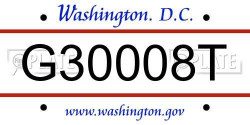 G30008T District Of Columbia License Plate