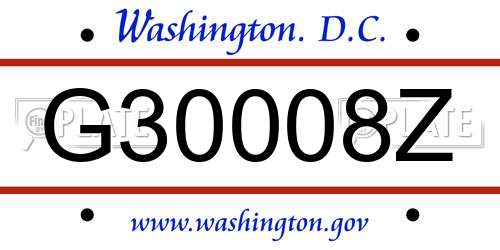 G30008Z District Of Columbia License Plate