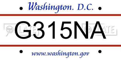 G315NA District Of Columbia License Plate