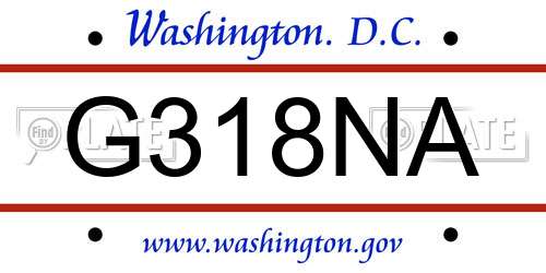 G318NA District Of Columbia License Plate
