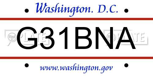 G31BNA District Of Columbia License Plate