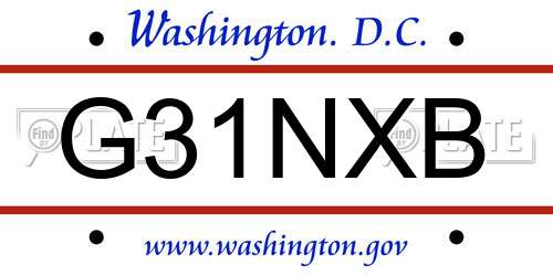 G31NXB District Of Columbia License Plate