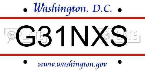 G31NXS District Of Columbia License Plate