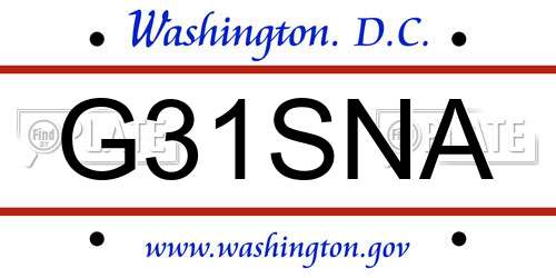 G31SNA District Of Columbia License Plate