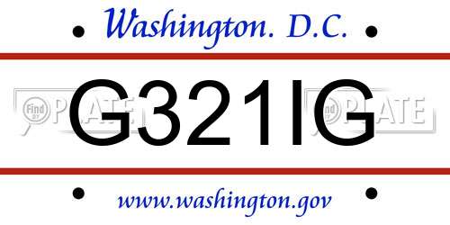 G321IG District Of Columbia License Plate