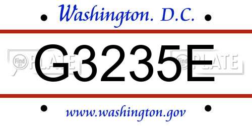 G3235E District Of Columbia License Plate