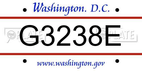G3238E District Of Columbia License Plate