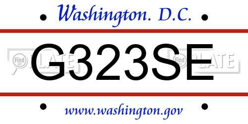 G323SE District Of Columbia License Plate