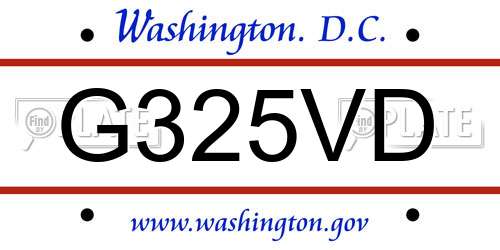 G325VD District Of Columbia License Plate