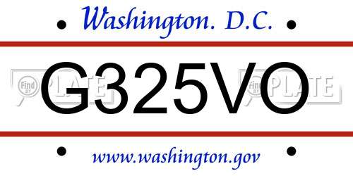 G325VO District Of Columbia License Plate