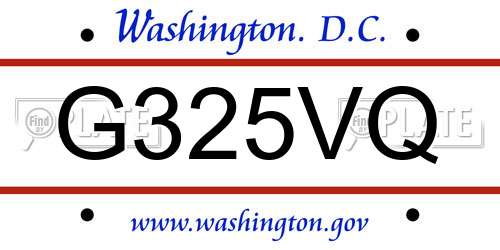 G325VQ District Of Columbia License Plate
