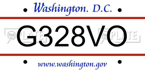 G328VO District Of Columbia License Plate